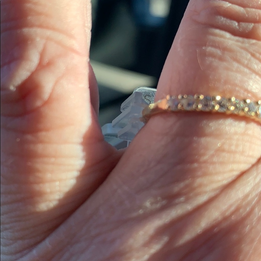 Cubic zirconia Sterling Silver Gold Coated Ring
